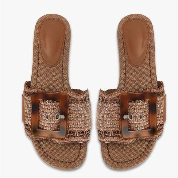 Shoes - Brown Woven Slide Sandals